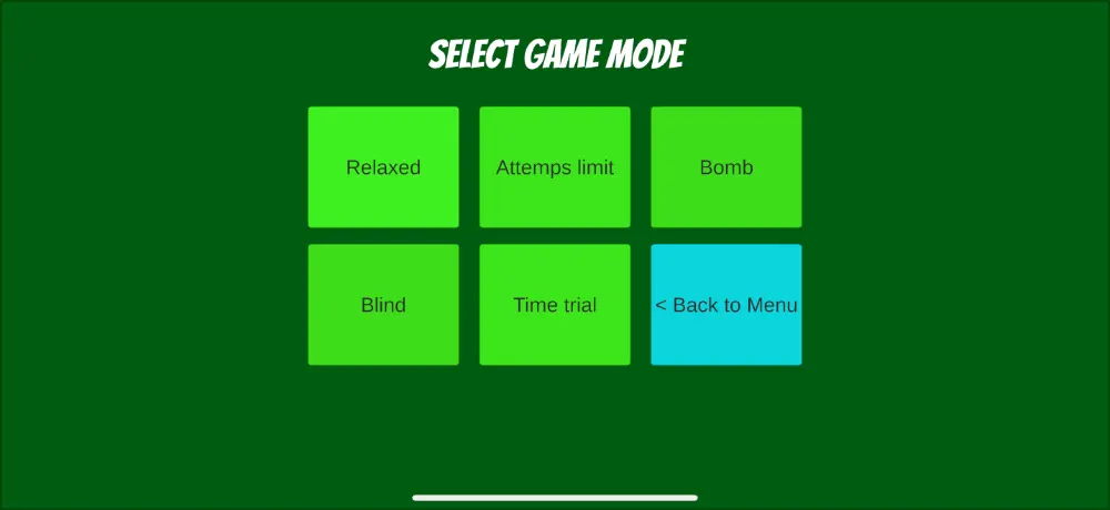 a image of menu of selection of game modes